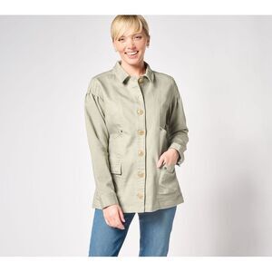 Anybody Women's Jacket Sz S Twill Utility Pockets Green A636360